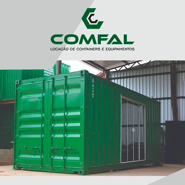 Comfal locação container, equipamentos e estrutura para obra, construção em Americana, SP.